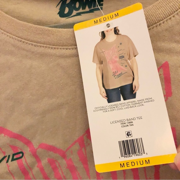 David Bowie let’s Dance Graphic Band Tee Tan Brown‎ Size medium - Picture 3 of 5